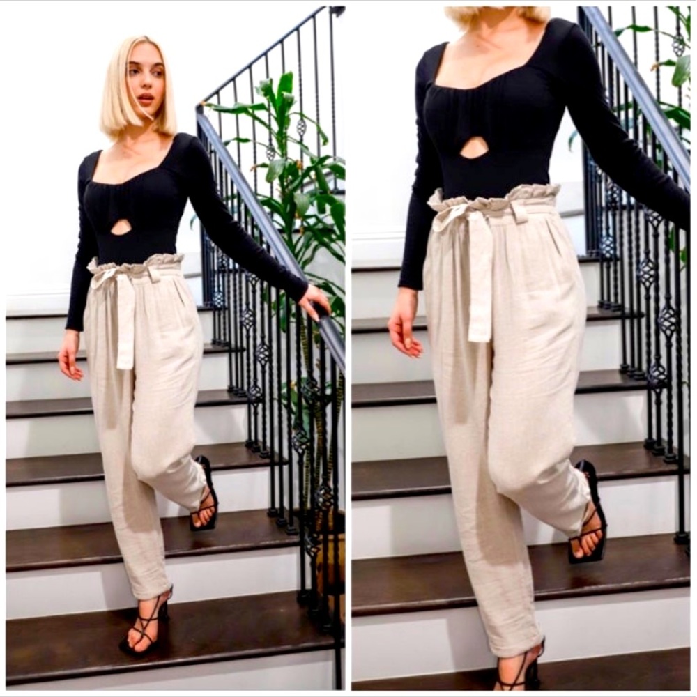 Sugar lips paper bag linen pants